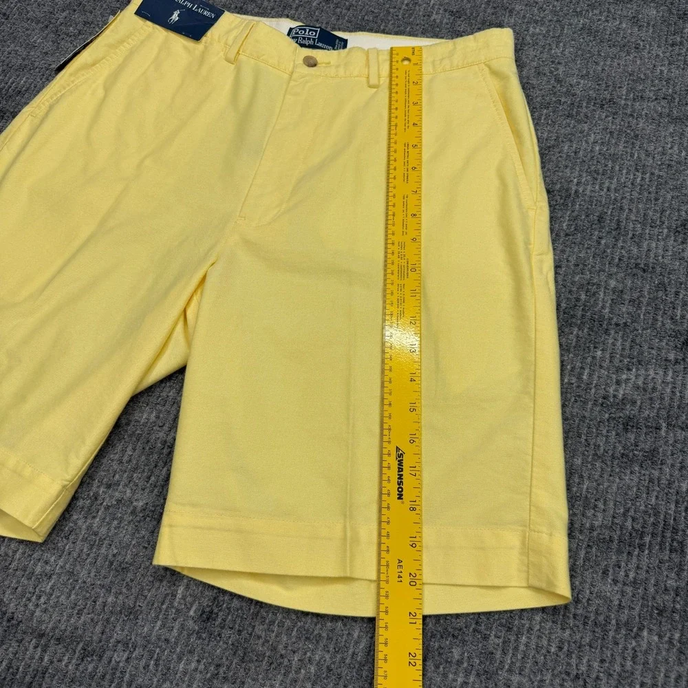 NWT Vtg Polo Ralph Lauren Yellow Cotton Flat Front Chino Shorts Mens 32x9.5 In